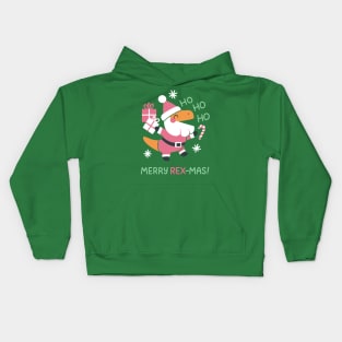 Merry Rex-mas Dinosaur Santa Kids Hoodie